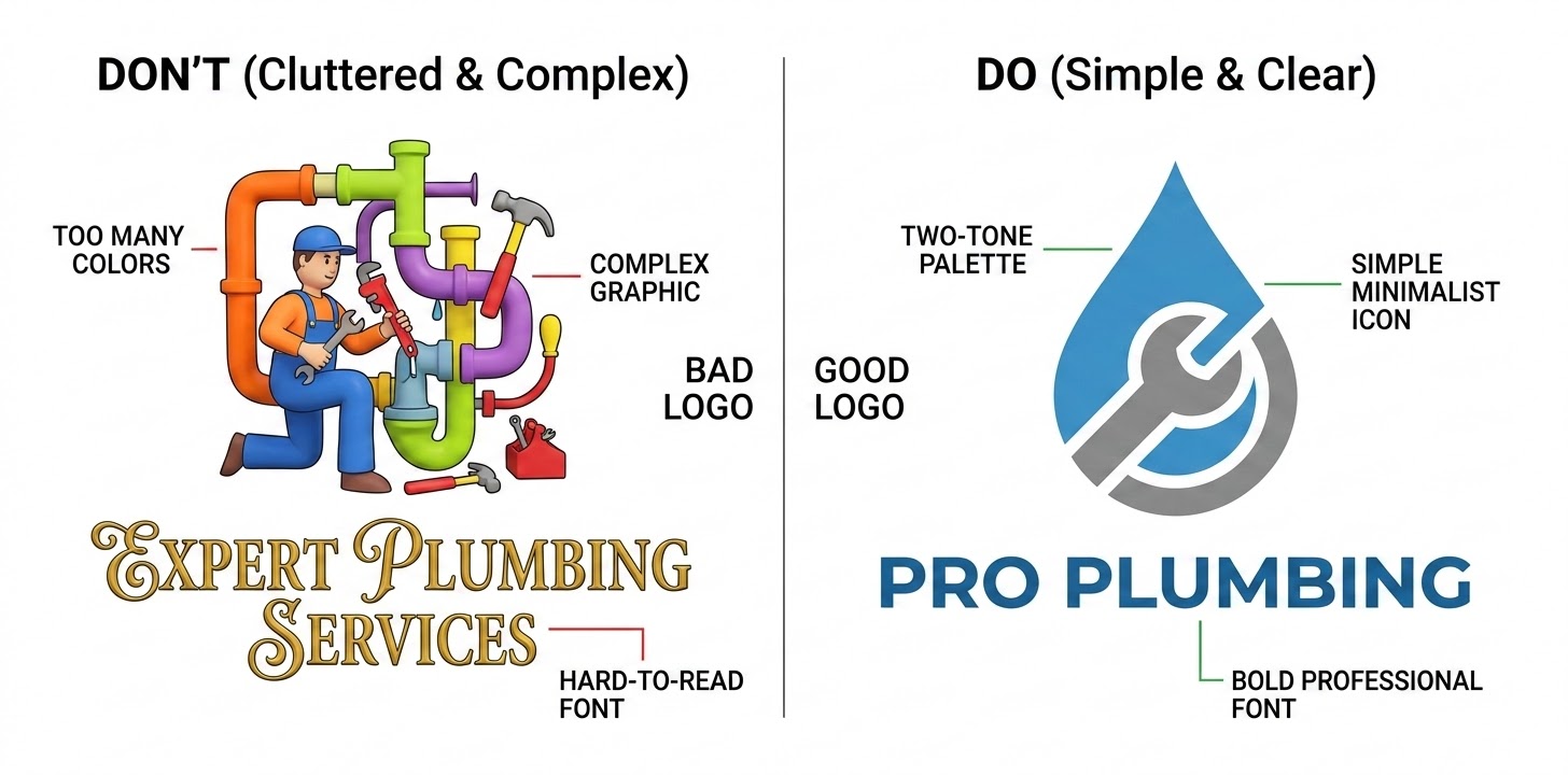 Business logo design sketches showing simple mark concepts tailored to different audiences